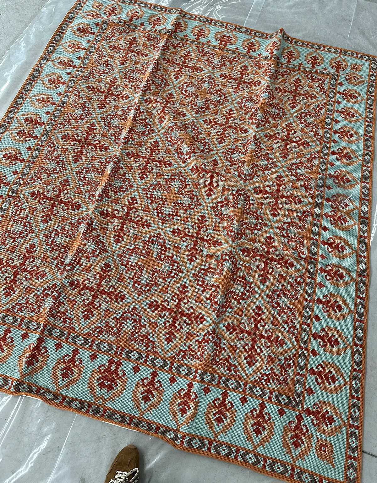 Mozambique - Orange & Turquoise - 6x7'2
