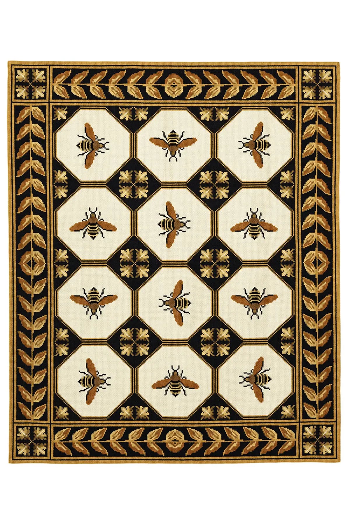 Bees with Promenade Leaf Border - 5'6x8'5