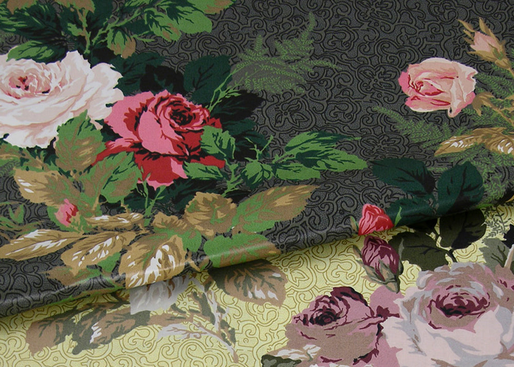 chintz fabric printed with roses
