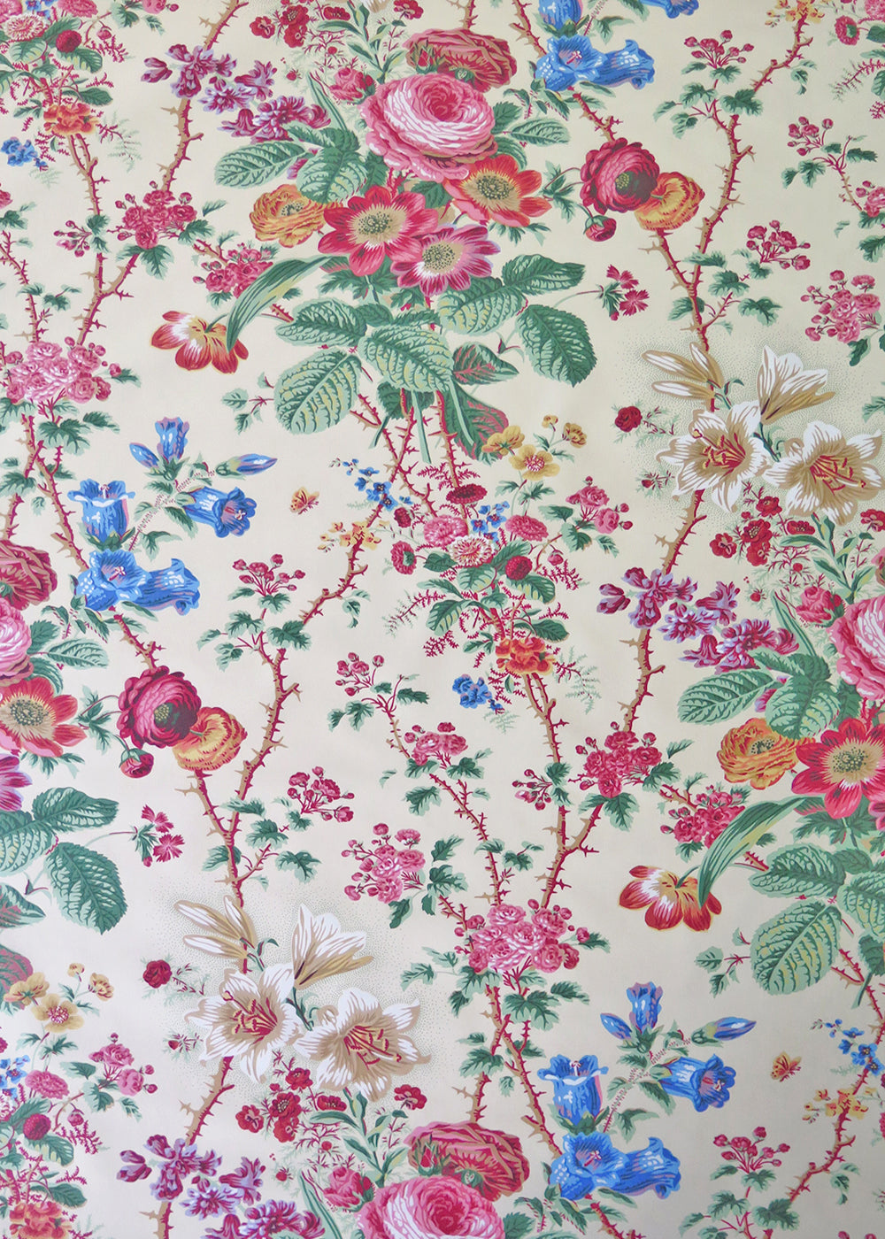 fabric printed with colorful garden florals
