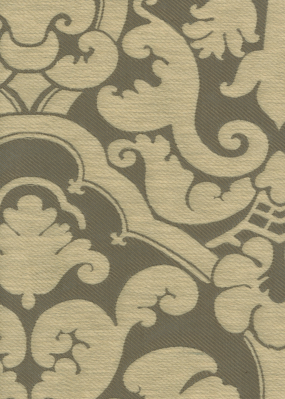 grey and cream fabric with a woven damask design