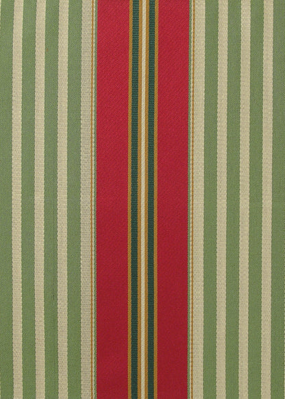 fabric with green, beige, red, and camel stripes