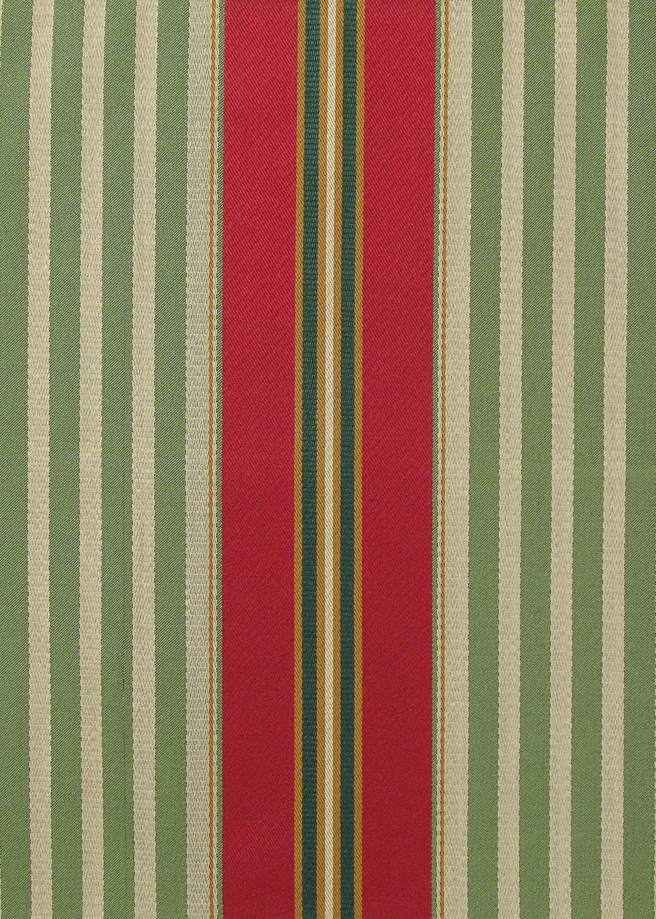 fabric with green, beige, red, and camel stripes