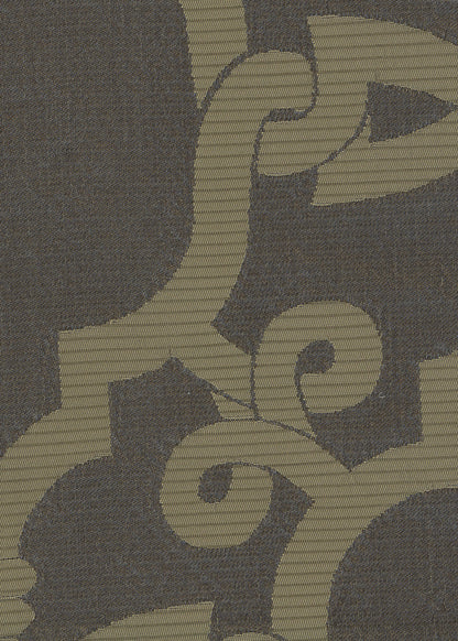 close up of dark grey fabric with a geometric lattice pattern