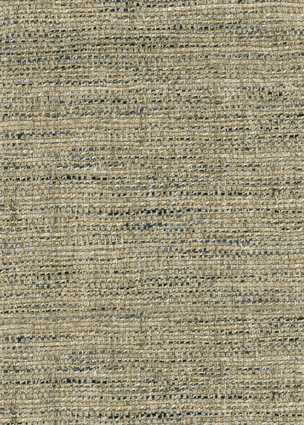 close up of a woven upholstery fabric made with jute, natural and grey color