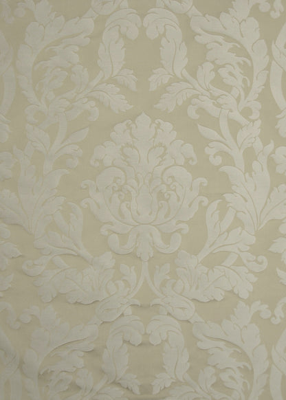 light celadon satin fabric with a subtle damask pattern