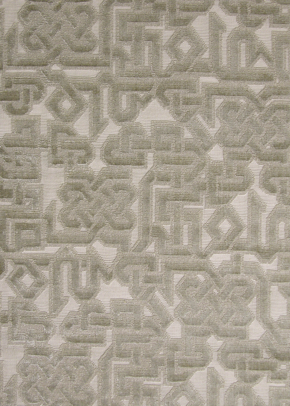 gray-green velvet fabric with a geometric lattice design