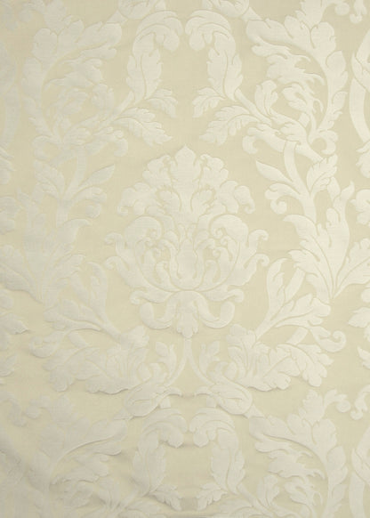 light beige satin fabric with a subtle damask pattern