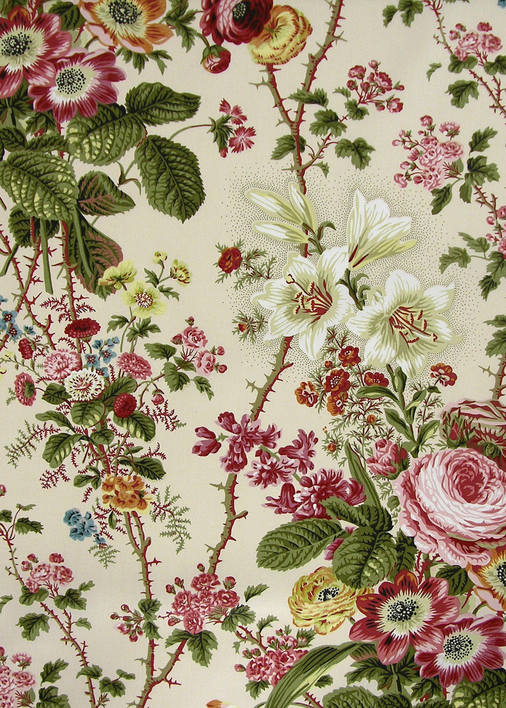 fabric printed with colorful garden florals