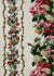white fabric with vertical stripes made of floral roses and hydrangeas