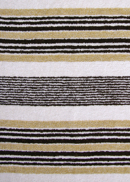 black, white and gold stripe terrycloth fabric