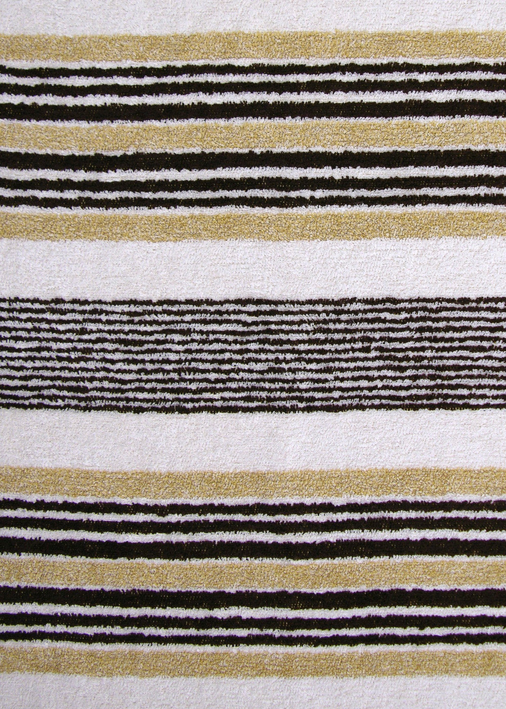 black, white and gold stripe terrycloth fabric