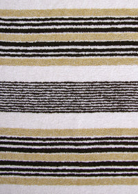 black, white and gold stripe terrycloth fabric