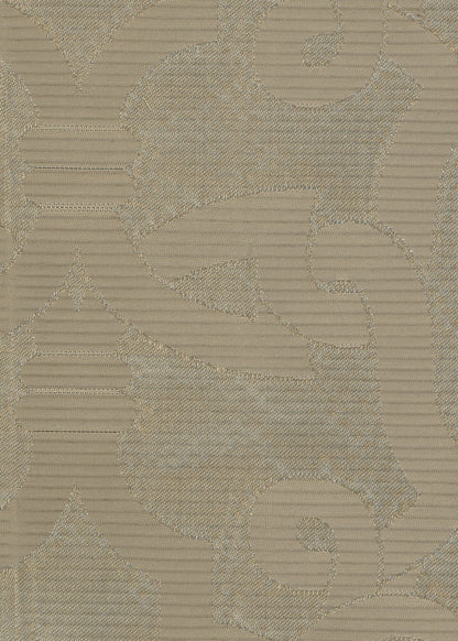 close up of taupe fabric with a geometric lattice pattern