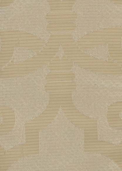 close up of beige fabric with a geometric lattice pattern