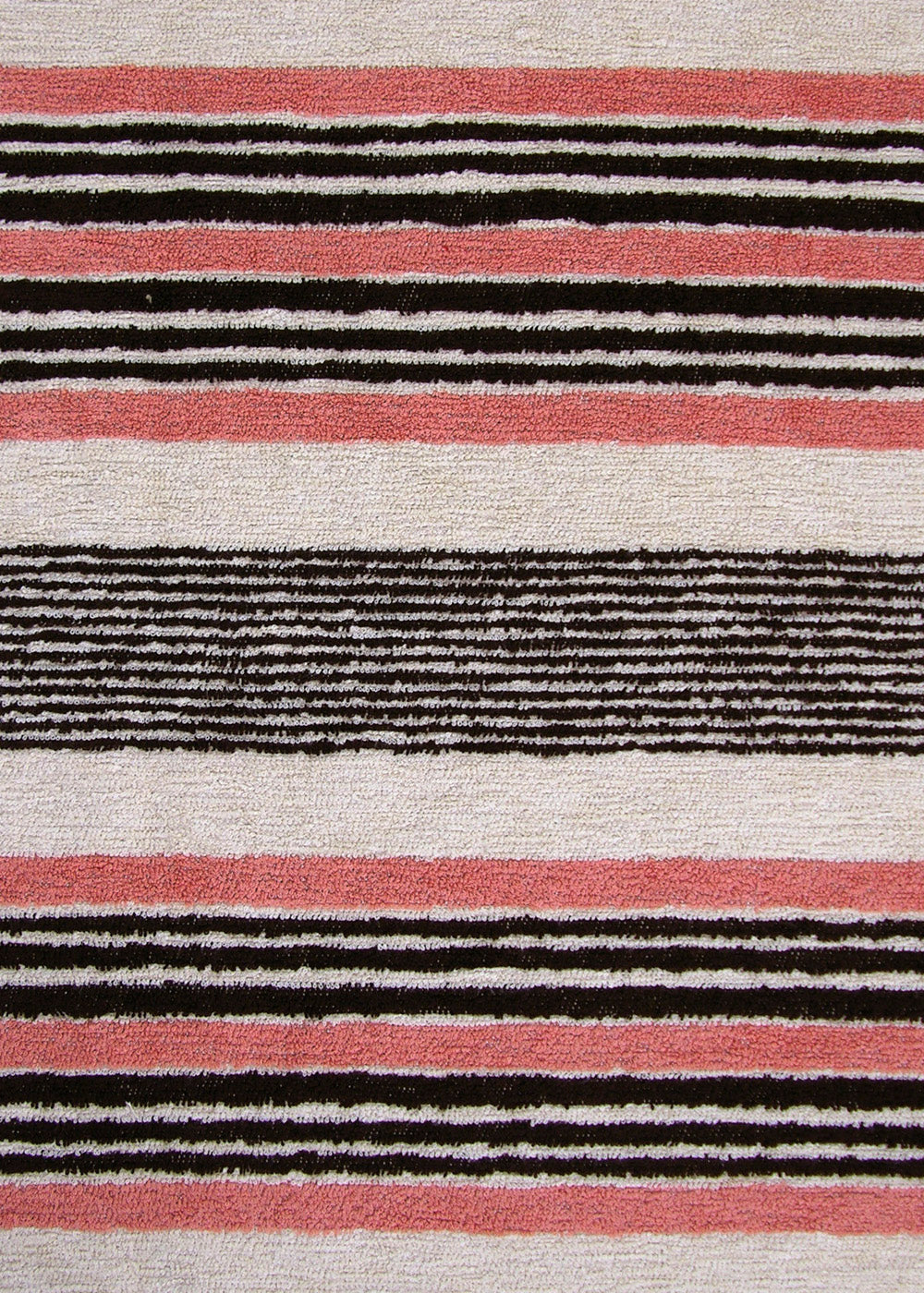 black, white and salmon stripe terrycloth fabric