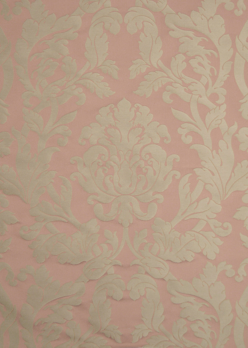 baby pink satin fabric with a subtle damask pattern