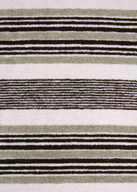 black, white and sage stripe terrycloth fabric