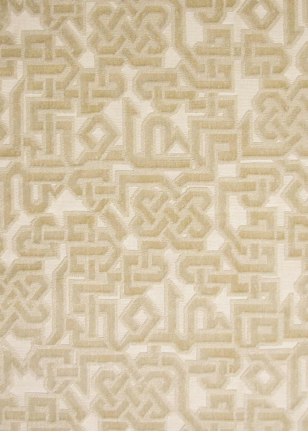 beige velvet fabric with a geometric lattice design