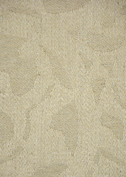 cream fabric with a woven large-scale damask pattern
