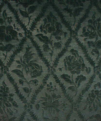 hunter green velvet with rose and trellis pattern