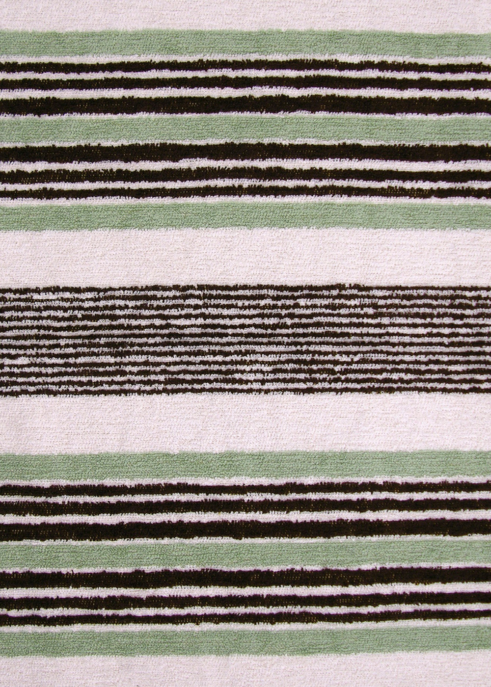 black, white and green stripe terrycloth fabric