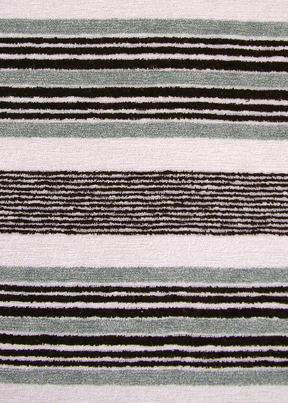 black, white and teal stripe terrycloth fabric