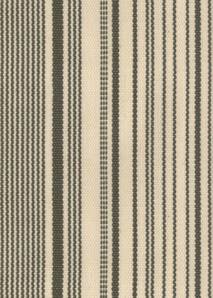 farmhouse fabric with woven dark grey stripe