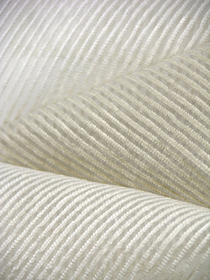 detail shot of neutral fabrics, with thin stripes of burnout sheer velvet