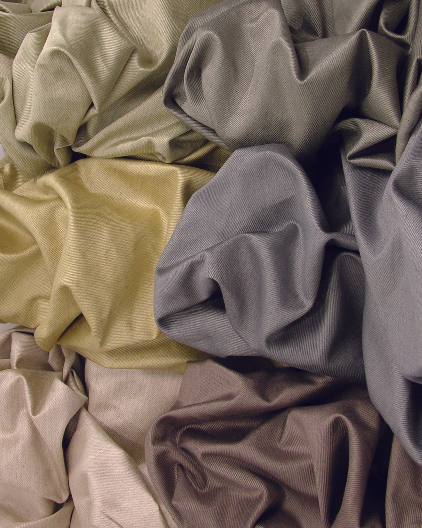 six crumpled twill upholstery fabrics