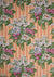 fabric printed with easter lilies on an orange striped background