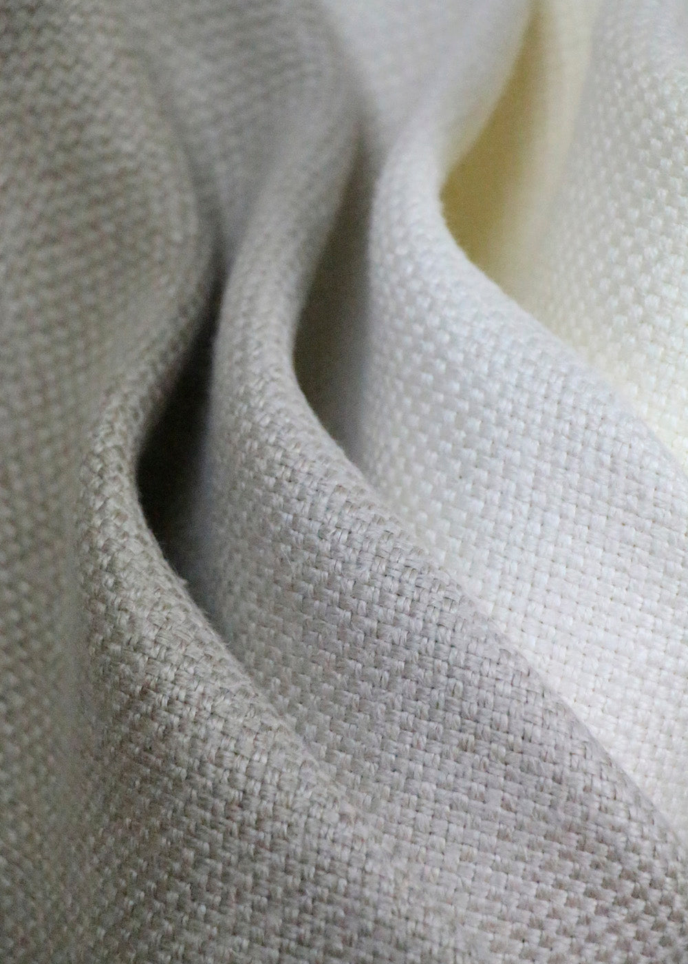 close up detail of a basketweave linen fabric