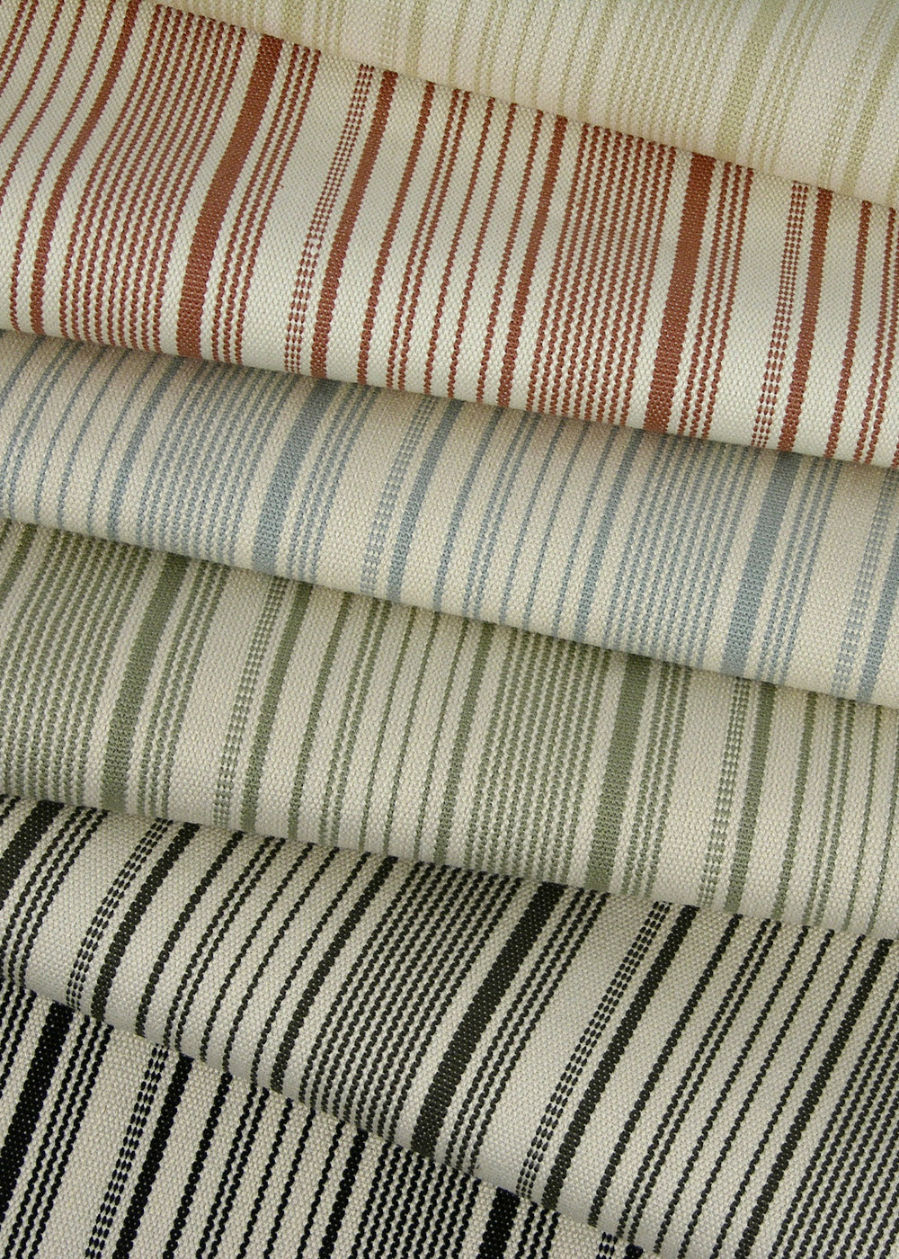 stack of farmhouse fabric with skinny stripes