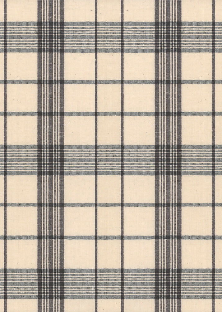 soft midnight blue and charcoal checked linen fabric