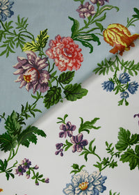 fabrics printed with a sparse and colorful floral print