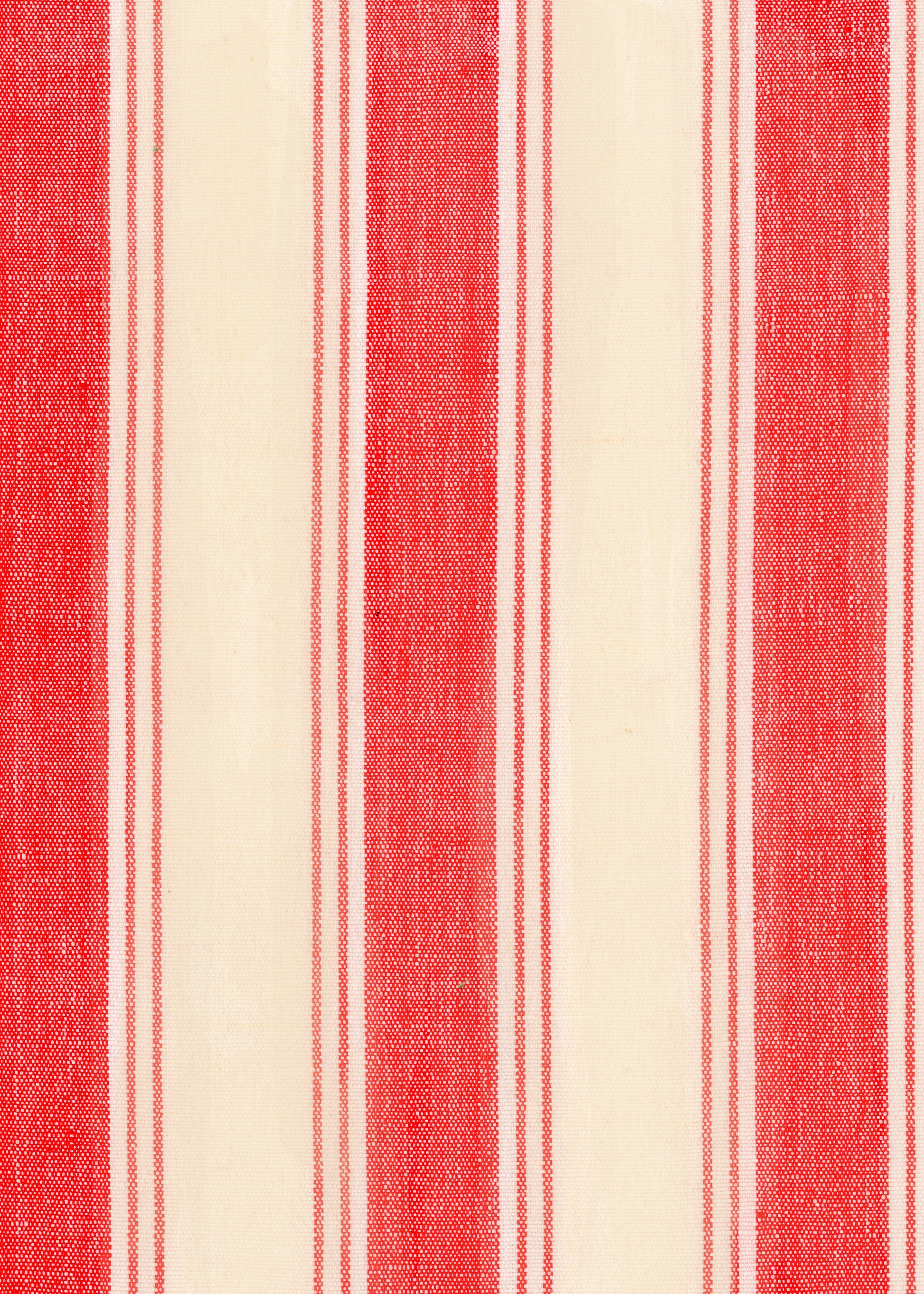 fabric with an ivory and red vertical awning stripe